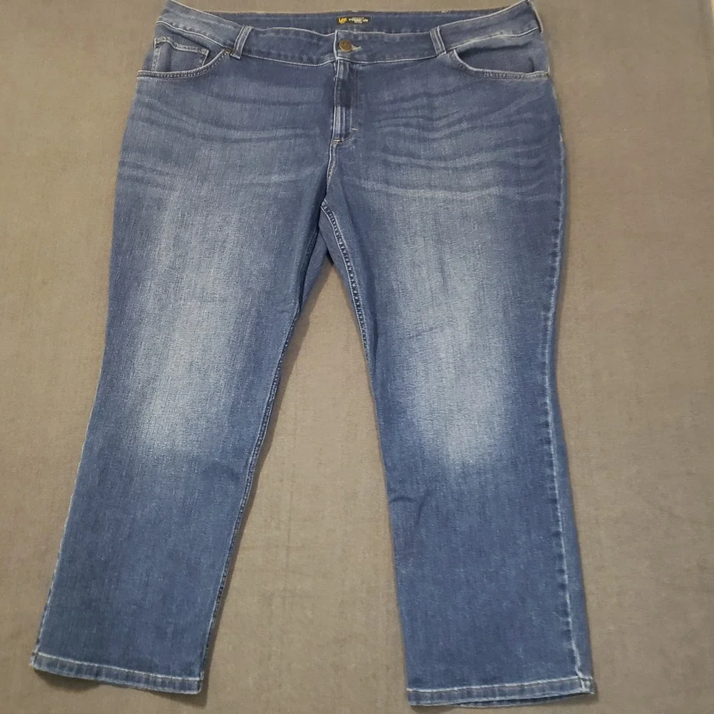 Lee Straight Leg Jeans Womens 24W Petite Blue Mid Rise Regular Fit‎ Denim